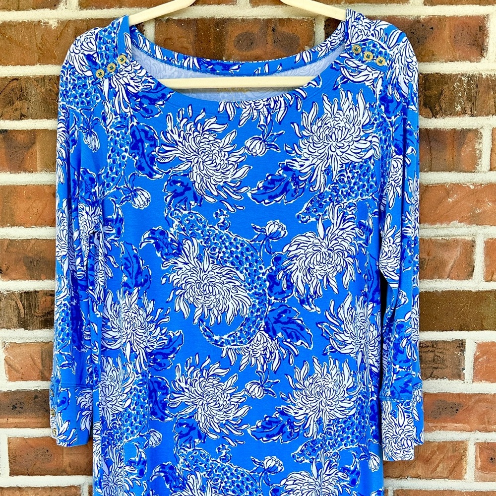 Lilly Pulitzer Bright Blue Floral Long Sleeve Dress